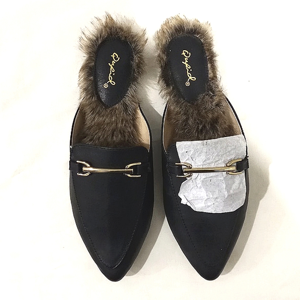 Qupid Mules with Faux Fur Footbed | size 8US - Picture 1 of 6